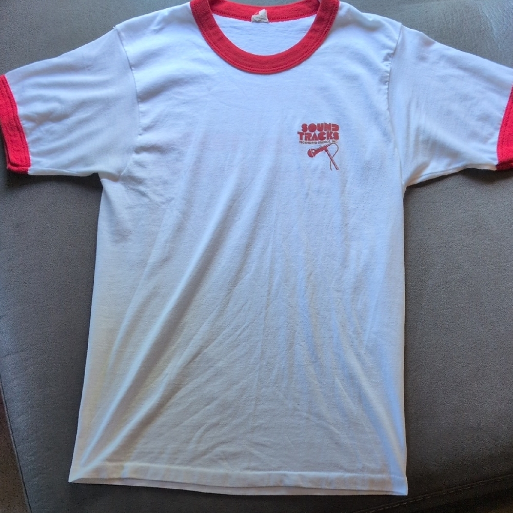 Vintage White and Red Short Sleeve Tee